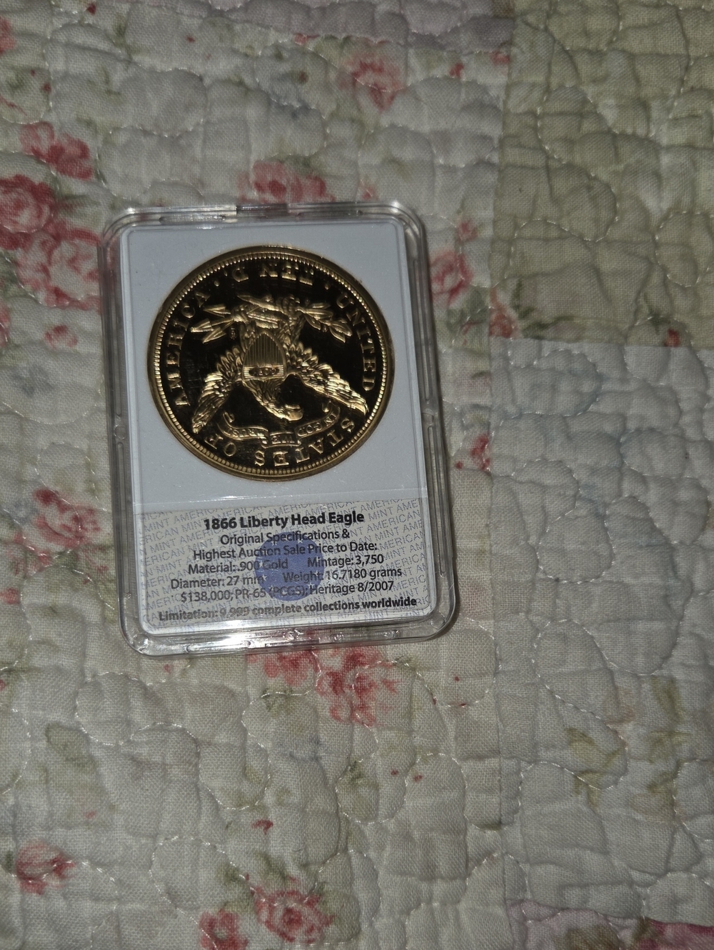 Gold Tone Commemorative Coin in Plastic Case